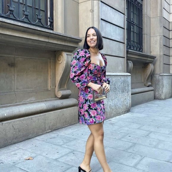 ZARA NWT Floral Print Belted Mini Dress Multicolor - Picture 4 of 13